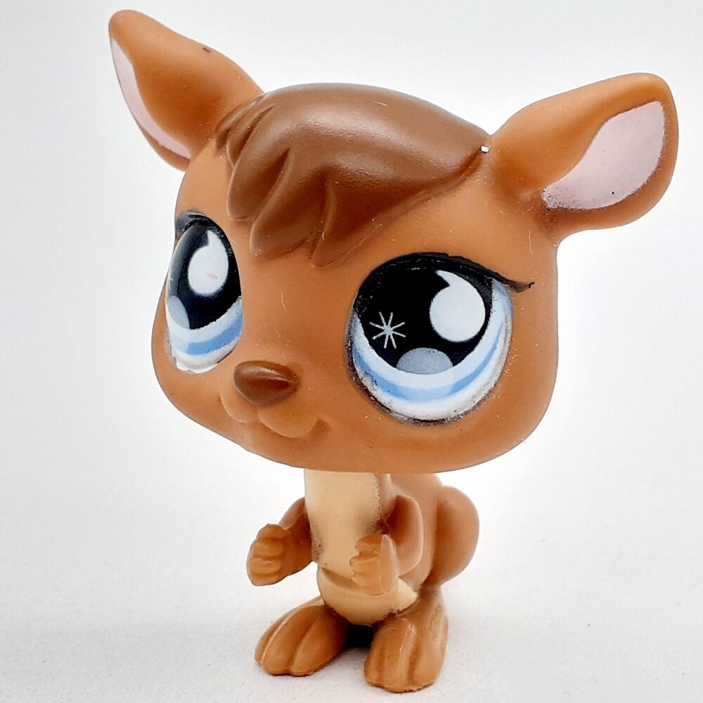 Littlest Pet Shop Kangaroo Mini Figure Brown Blue Eyes Hasbro LPS Toy 2008
